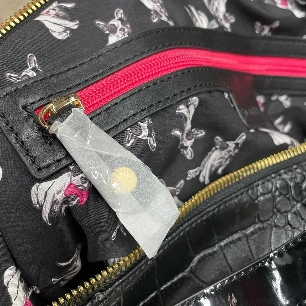 NWT Ted Baker Amelia Satchel Tote Black leather bag with gold hardware